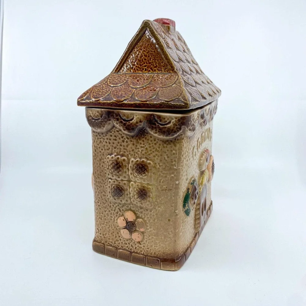 Vintage Gingerbread House Cookie Jar 1970s Kitschy Kitchen Decor
